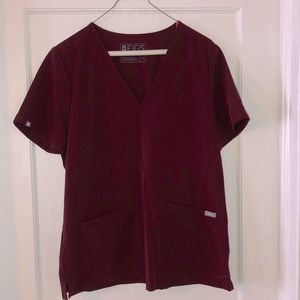 Medium Maroon scrub top.